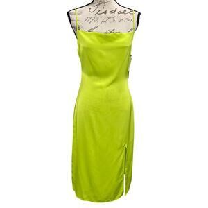 NEW Lime Green BP Nordstrom x Wildfang Slip Dress Spaghetti Strap Side Slit